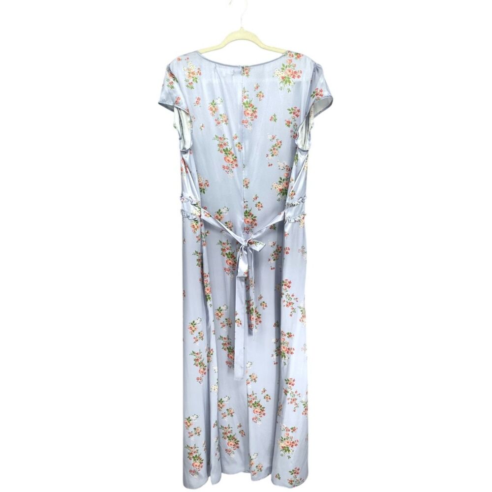NWT Reformation Kaye Silk Midi Dress Melba Light Blue Size 16 Plus - Picture 3 of 16